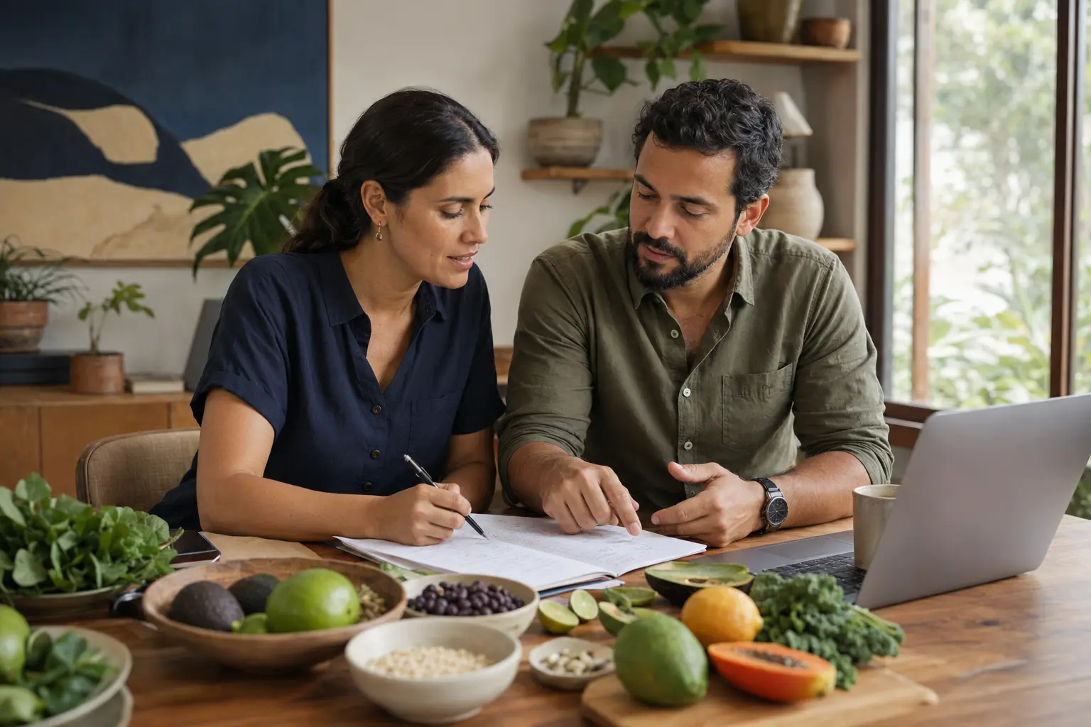 Profesionales en nutrición conversando sobre organización de comidas